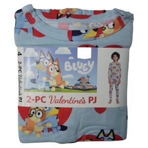 Character Kids 2-Piece Valentines Day Long Sleeve Pajama's - Bluey